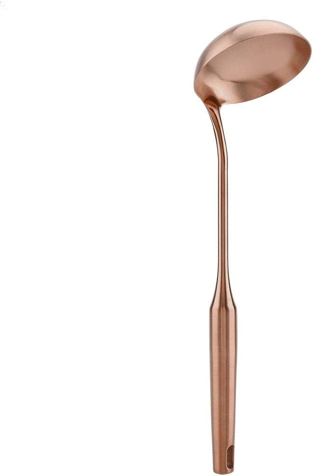 Soup Ladle, Stainless Steel Cooking Utensil Big Soup Spoon Kitchen Spatula Turner Cooking Tool Comfortable Grip (Rose Gold Soup Ladle)