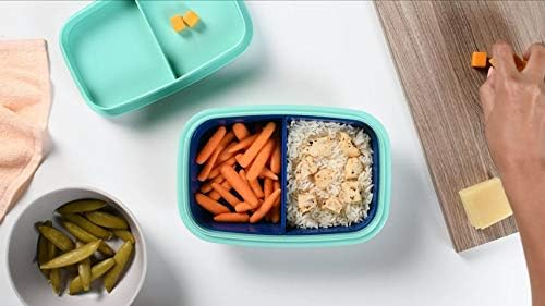 Ultimate Bento Box - Lunch Box for Kids & Adults with Removable Ice Pack - Leakproof, Multi-Compartment Food Container with Removable Containers - Microwave & Dishwasher Safe (Blue/Green)