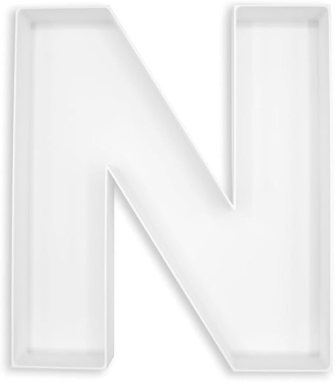 10" Reusable Plastic Box Form Tray Display for Treats, Charcuterie, Cake Pop, Candy, Charcuterie Box, Custom Charcuterie Letters Fillable - Reusable Letter Box - (White Plastic, N)
