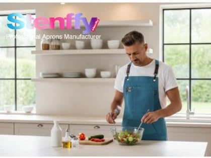 10 Pack Kitchen Aprons, Work Apron, Canvas, Multiple Pockets, Gardening, Painting, BBQ, Artist, Carpenter, Sizes M to XXL, Blue