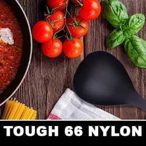 Cooking Spoon 12.2” – Lightweight Nylon Ladle, Non-Slip Grip, BPA-Free, Heat-Resistant 410°F, Nonstick Safe, Made in Japan