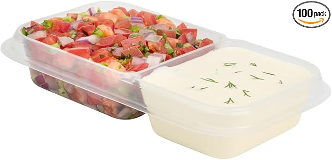Restaurantware TRAYS ONLY: Futura 15.2 Ounce Trays For Containers 100 Microwavable Trays For 24 34 And 44 Ounce Containers - Containers Sold Separately 2 Compartments Clear Plastic Food Trays