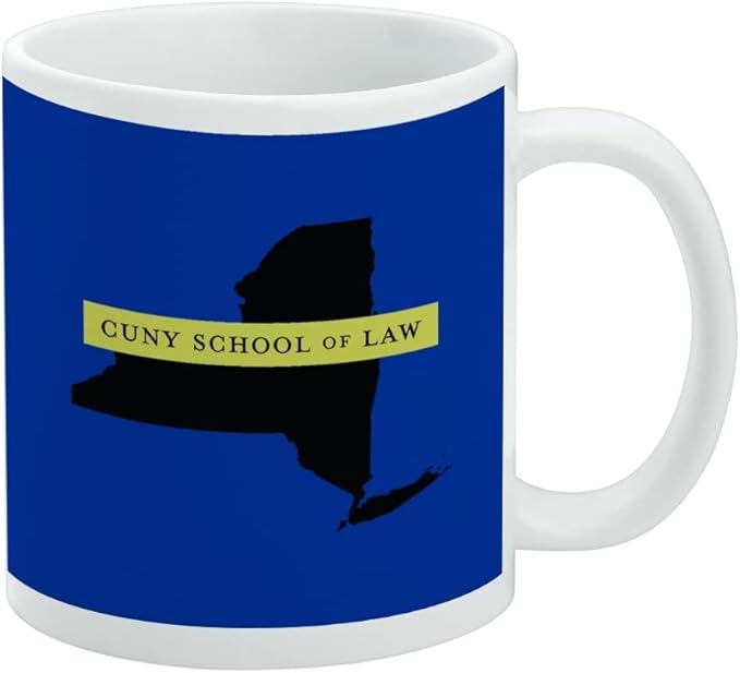 CUNY School of Law State Shape Ceramic Coffee Mug, Novelty Gift Mugs for Coffee, Tea and Hot Drinks, 11oz, White