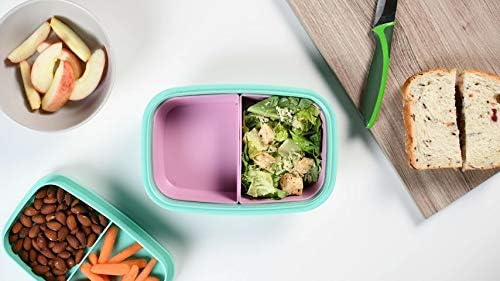 Ultimate Bento Box - Lunch Box for Kids & Adults with Removable Ice Pack - Leakproof, Multi-Compartment Food Container with Removable Containers - Microwave & Dishwasher Safe (Pink, Green, Pink)