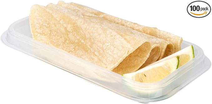 TRAYS ONLY: Futura 15.2 Ounce Trays For Containers, 100 Microwavable Trays For 24, 34, And 44 Ounce Containers - Containers Sold Separately, 1 Compartment, Clear Plastic Food Trays - Restaurantware