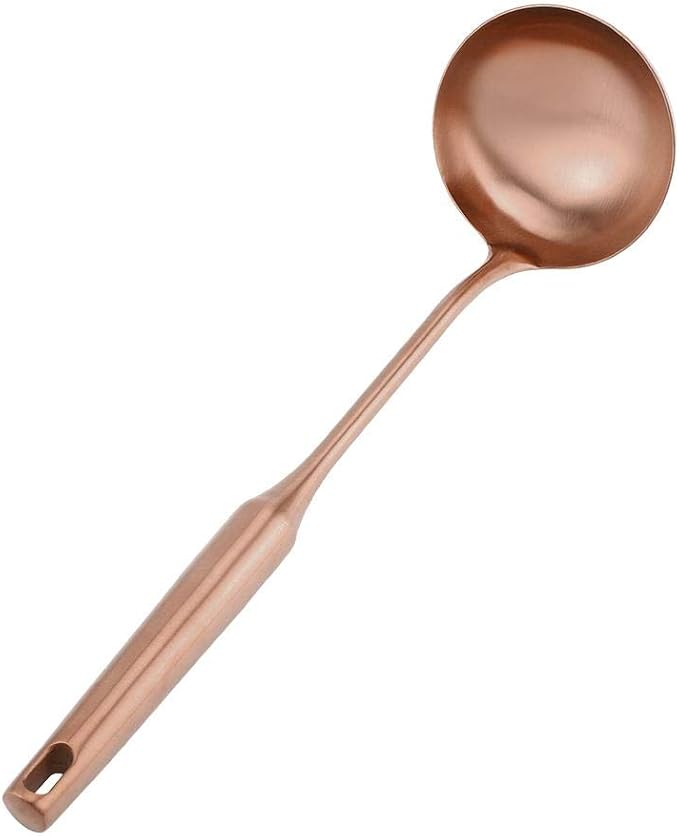 Soup Ladle, Stainless Steel Cooking Utensil Big Soup Spoon Kitchen Spatula Turner Cooking Tool Comfortable Grip (Rose Gold Soup Ladle)