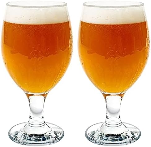 Vikko Beer Glass, Set of 2 Belgian Style Beer Glasses, Large Size 13.5 Ounce, Dishwasher Safe Durable Drinking Glass for Craft Brews, Beer or Water