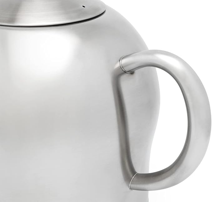 bredemeijer Santhee Double Walled Teapot, 1.4-Liter, Stainless Steel Satin Finish with Satin Accents