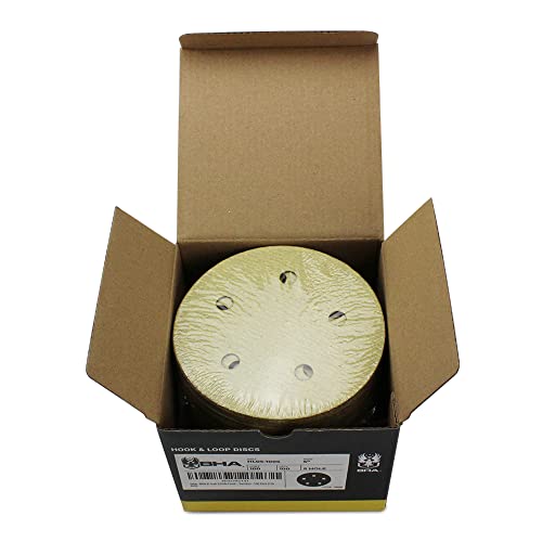 BHA 5" Inch 5 Hole Hook and Loop Sanding Discs for Orbital DA Sanders - 100 Pack (120 Grit)
