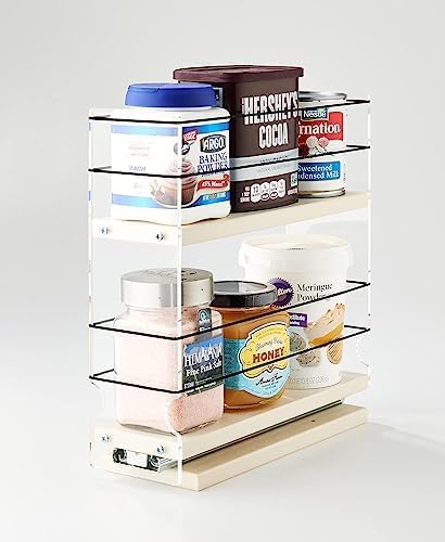 Vertical Spice - Sliding Spice Rack Organizer for Cabinets - Pull Out Shelves for Upper Kitchen Cabinets - Cabinet Organizer/Storage - 2 Tiers - 3.45" x 10.75" x 10.6" (Cream, Partially Assembled)