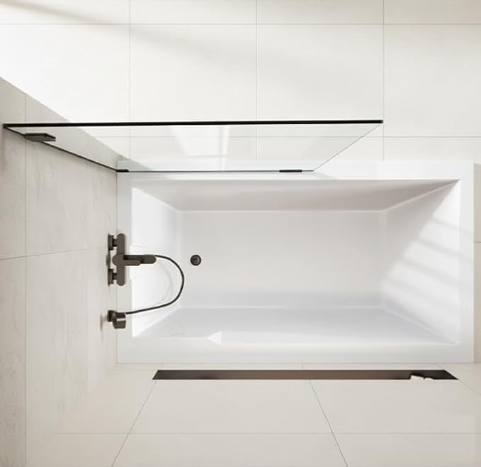 26 in. W * 52 in. H Frameless Shower Doors for Bathtub, 1/4" (6mm) Thick Tempered Glass, Bathroom Tub Glass Single Door