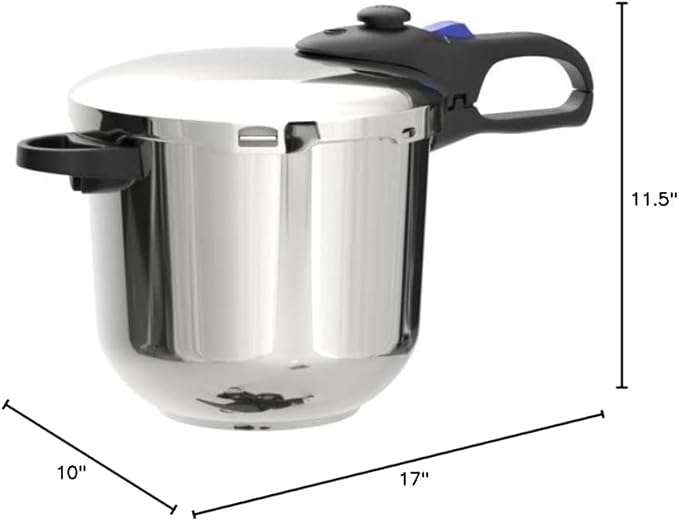 MAGEFESA Favorit 6.3 Qt Pressure Cooker, 18/10 Stainless Steel Fast Cooker for Quick & Healthy Meals, Induction Compatible, Works on All Stovetops