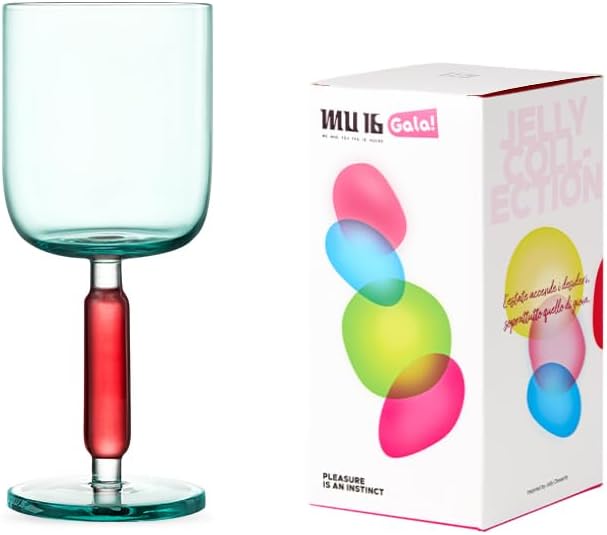 MU16 Jelly Collection large wine glass Crystal Wine Glasses 12.5 oz – Lead-Free Drinking Glasses for Easter, Parties, Weddings, and Anniversaries Azure Raspberry