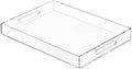 NIUBEE Clear Serving Tray 12x16 Inches -Spill Proof- Acrylic Decorative Tray Organiser for Ottoman Coffee Table Countertop with Handles