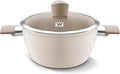 Aluminum Stock Pot with 7-Layered Ceramic Coating, Non-Stick Surface, Tempered Glass Lid, Dual Heat-Proof Handles, PFOA, PFAS, Lead, Cadmium Free, 3.63Liters /3.84Quarts