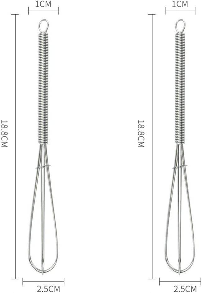 2pcs Whisks Stainless Steel Mini Wire Whisks Set of 2 Portable Stainless Steel Kitchen Tiny Whisk Egg Beater with Thick Wire for Cooking Blending Whiping Beating Stirring
