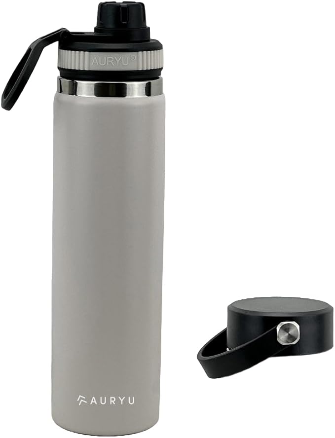 Oat 24oz Triple-Walled Insulated Stainless Steel Water Bottle – Wide Mouth, Leak Proof Flask with Bonus Spout Lid – BPA-Free Thermos for Gym, Hiking, Travel, Hot & Cold Beverages