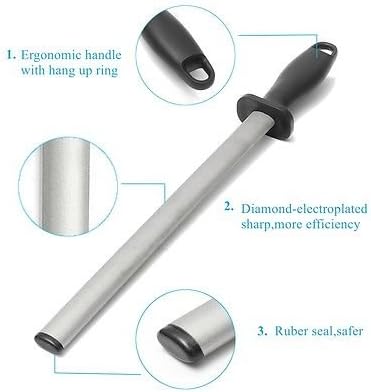 Kota Japan 12 in. Diamond Carbon Steel Professional Knife Sharpener Rod | Kitchen, Home or Hunting | Master Chef, Hunter or Home Gourmet Blade Sharpening Rod or Stick