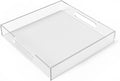 Acrylic Serving Tray (12x12x2Inch) with Handles -Spill Proof- Clear Decorative Tray for Appetizer,Breakfast -Countertop Organizer Storage Tray for Kitchen,Bathroom,Living Room
