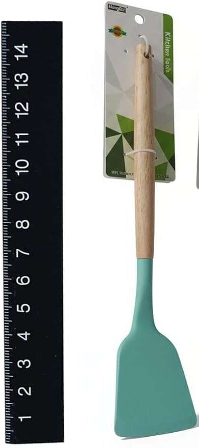 Silicone Cooking Spoons, 3-Piece Nonstick Utensil Set with Acacia Wood Handles - Heat-Resistant for Frying, Serving & Turning Spatula