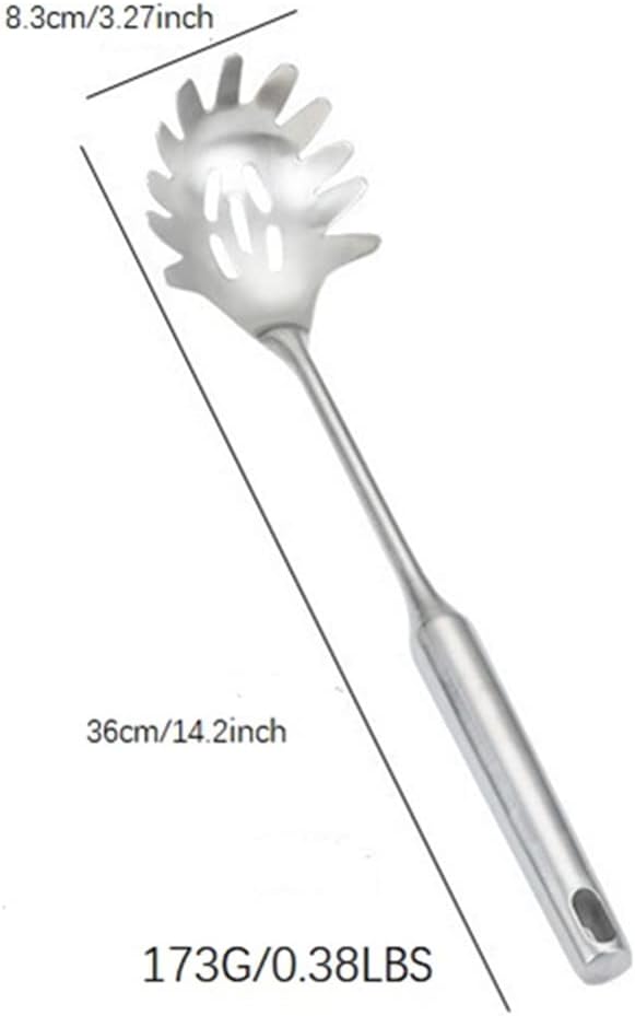 Pasta Spoon Server 304 Stainless Steel Slotted Spaghetti Ladle Kitchen Colander and Strainer Scoop Cooking Utensils Heat Proof Strong Sturdy Easy to Clean