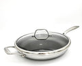 Cooksy 12 Inch Honeycomb Ceramic Surface Hybrid Stainless Steel Frying Pan with Lid New Version
