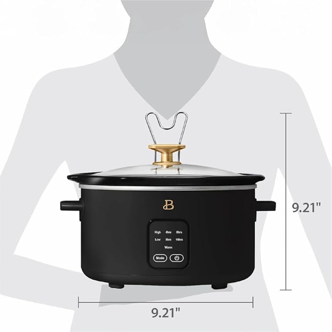 Beautiful 4-Quart Slow Cooker with Touch-Activated Display, Programmable Digital Controls, Removable Non-Stick Pot, Keep Warm Function
