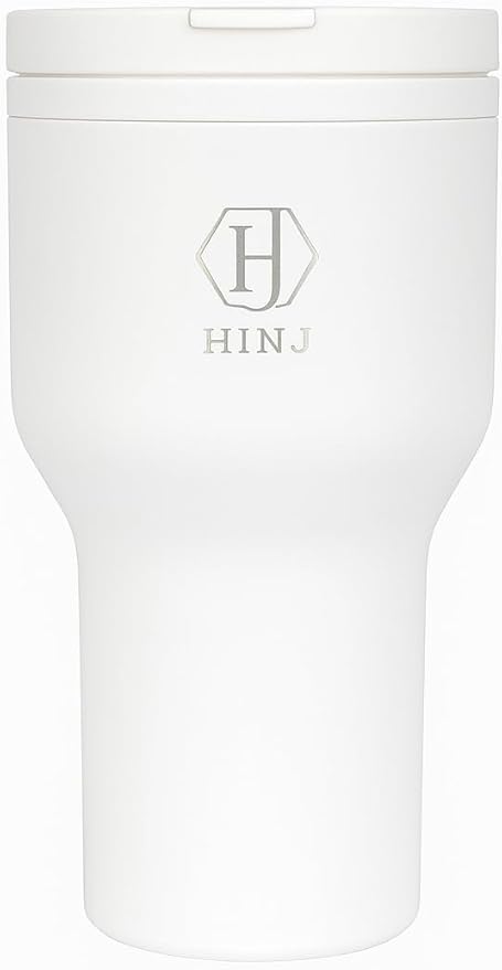 Insulated Travel Tumbler, White, Stainless Steel with Lid