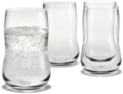 Holmegaard Future Tumbler, Clear, 4.7"H x 3.1"D, 12.5 oz, Set of 4, Designed by Peter Svarrer, Gift Box Included