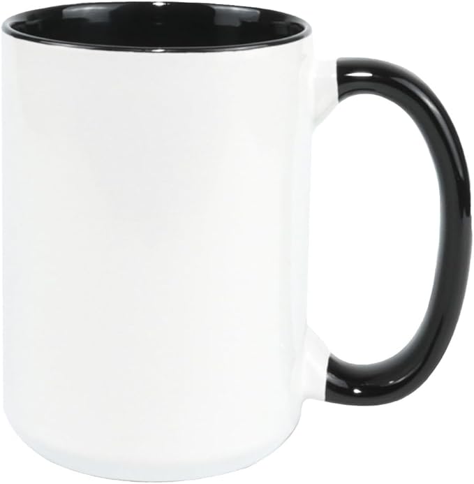 Ceramic 15oz Sublimation Coffee Mug, Black, Case of 12