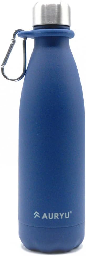 Best in Class Triple-Walled Insulated Stainless Steel Water Bottle with bonus handle included, Drinks Cold for 24h & Hot for 12h, Leak Proof, Make a Difference in the World, 17oz (Navy Blue)