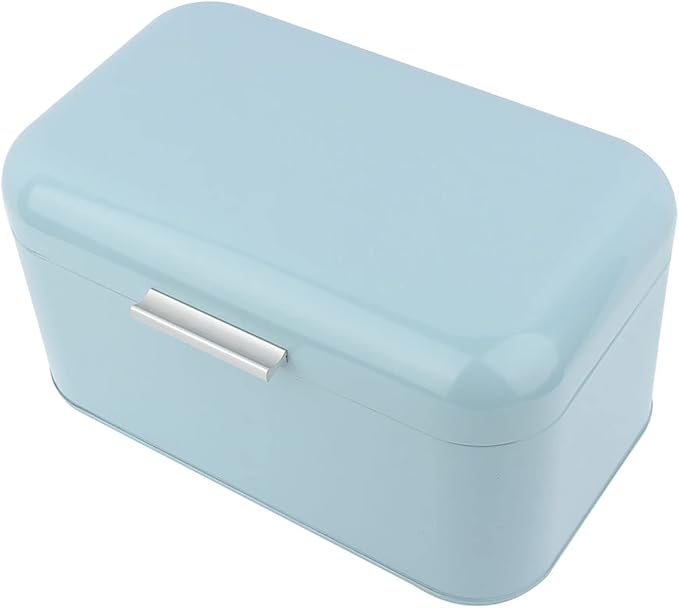Buachois Large Bread Box,Iron Bread Box with Lid,Metal Bread Storage Bin,Bread Keeper Container,Bread Containers Storage,Modern Solid Color Retro Style,for Kitchen Counter (B)