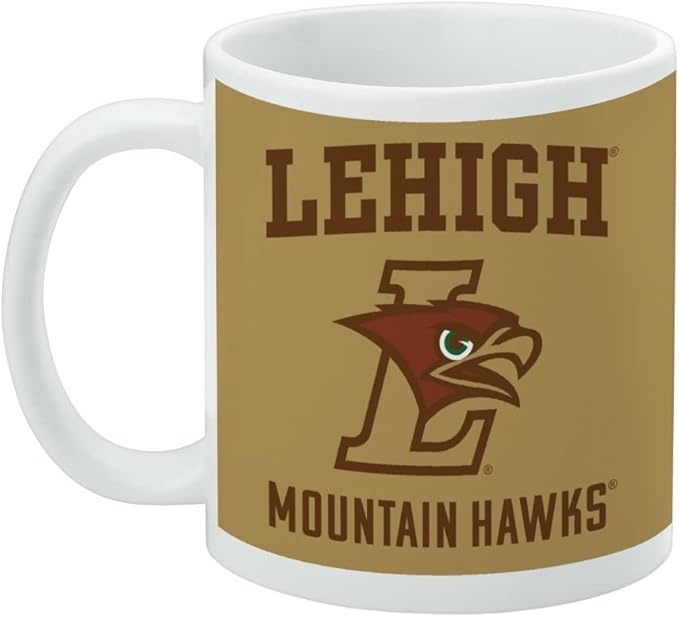 Lehigh University Mountain Hawks Logo Ceramic Coffee Mug, Novelty Gift Mugs for Coffee, Tea and Hot Drinks, 11oz, White
