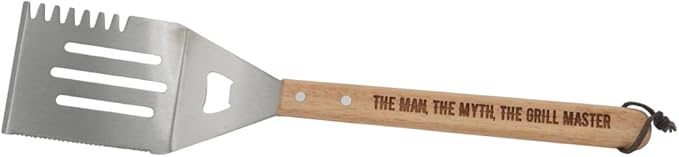 Grill Spatula for Kitchen, Stainless Steel BBQ Scraper, Customized Flat Top Flipper With Wooden Handle-THE MAN. THE MYTH. THE GRILL MASTER.
