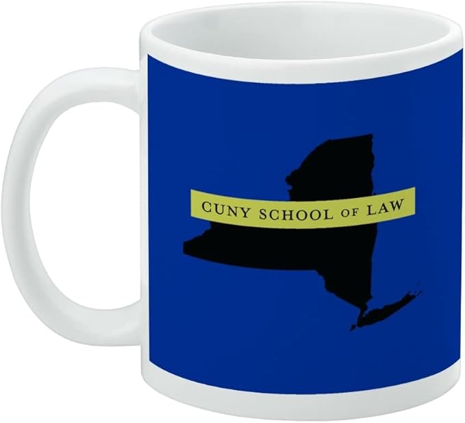 CUNY School of Law State Shape Ceramic Coffee Mug, Novelty Gift Mugs for Coffee, Tea and Hot Drinks, 11oz, White