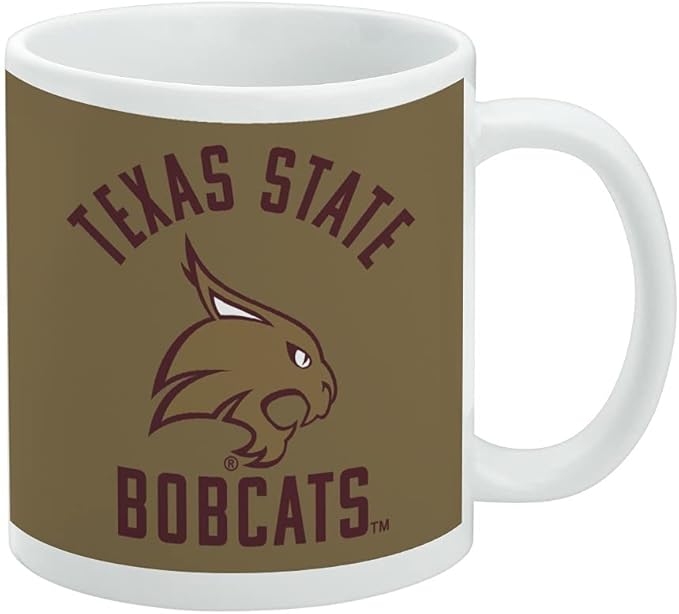 Texas State Bobcats Ceramic Coffee Mug, Novelty Gift Mugs for Coffee, Tea and Hot Drinks, 11oz, White