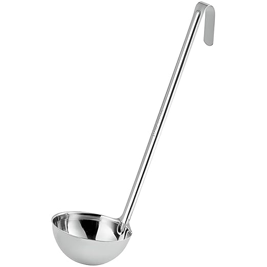 OCS Parts Pro Series Stainless Steel Culinary Ladle | 10-Ounce | One-Piece Dishwasher Safe Home, Restaurant, Buffet and Catering Serving Ladle for Sauces, Soup, Gravy, and Salad Dressing