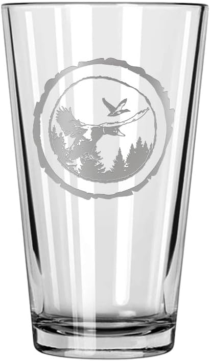 Duck Hunting Gifts for Hunters and Outdoorsman Mallard Whiskey Glass with Coaster Rustic Décor for Mountain Cabin Lake House Beer Pint Glass Fishing Fisherman Dad (Mallard, Single Pint Glass)