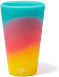 Silipint 16oz Silicone Pint Glass – Unbreakable BPA-Free Reusable Silicone Drinking Cup – Flexible Dishwasher Microwave & Freezer Safe – Stemless Glass for Water Coffee Smoothies (Aurora)