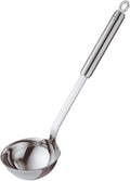 Rösle Stainless Steel Round Handle Ladle with Pouring Rim, 5.4-Ounce