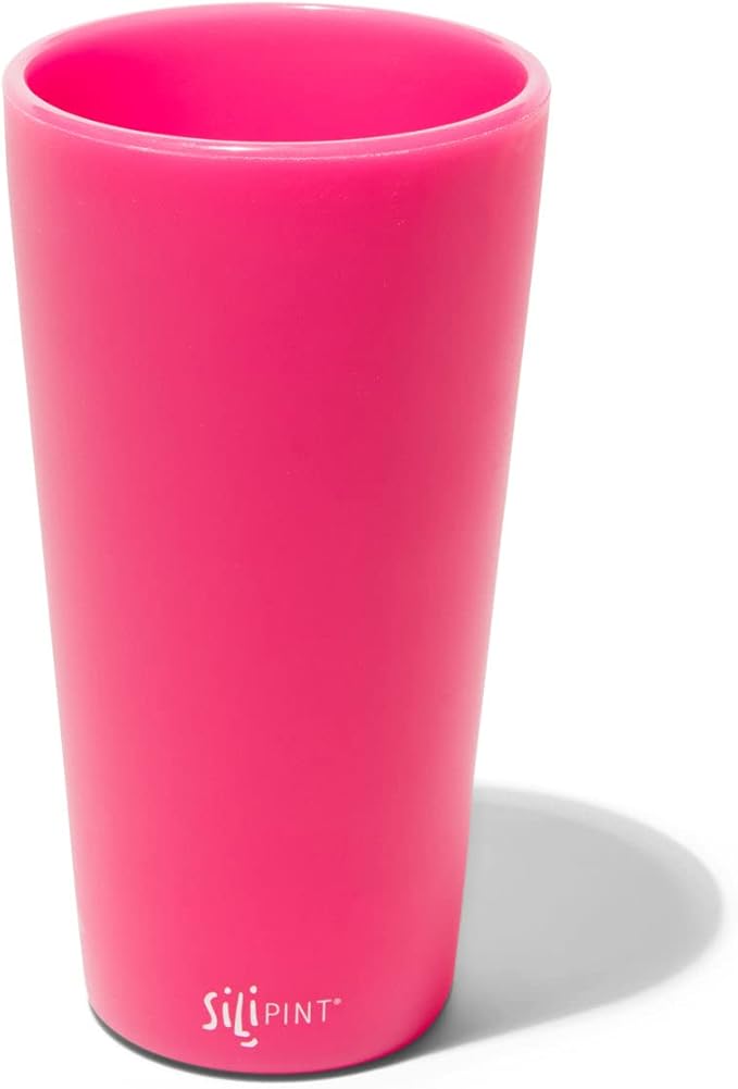 Silipint 22oz Silicone Pint Glass – Unbreakable BPA-Free Reusable Silicone Drinking Cup – Flexible Dishwasher Microwave & Freezer Safe – Stemless Glass for Water Coffee Smoothies (Lilly Pilly)