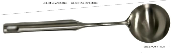 Soup Ladle Stainless Steel Scoop Spoon 304 Stainless Steel Utensils for Cooking with Anti-Scald Design kitchen tool for Soup, Stew, Chili and Gravy Silver 13.58 Inches