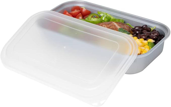 Restaurantware Futura 23.6 Ounce Meal Prep Containers With Lids 100 Microwavable To Go Containers - Inserts Sold Separately Disposable Silver Plastic Food Containers With Lids