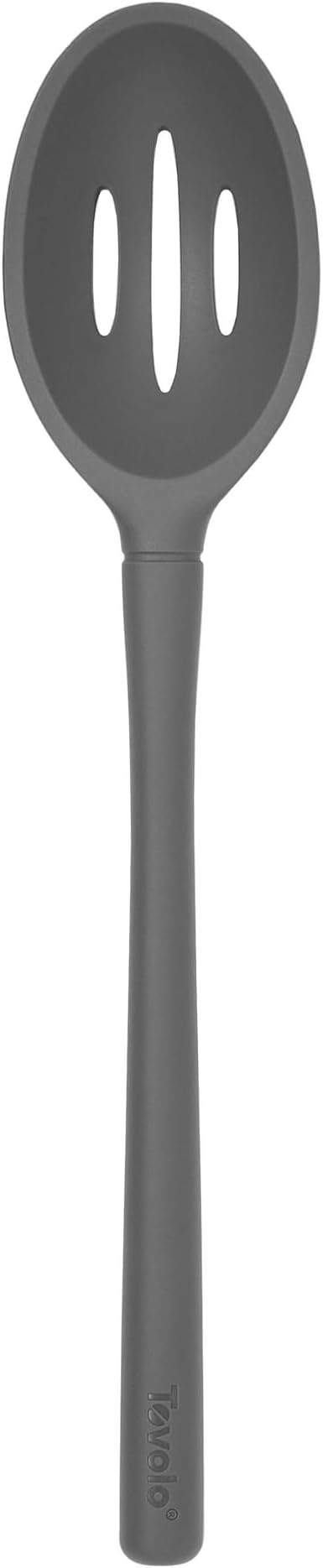 Tovolo Flex-Core Non-Stick All Silicone Slotted Deep Spoon Kitchen Utensil for Scooping and Serving – Heat-Resistant, Dishwasher Safe & BPA Free - Charcoal