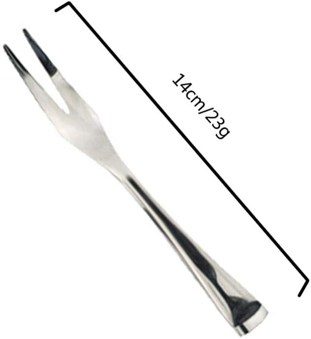 JASHII 18/10 Stainless Steel 6 Piece Mirror Polished Silver Steak Fruit Fork Silverware Server Utensil Set 14CM