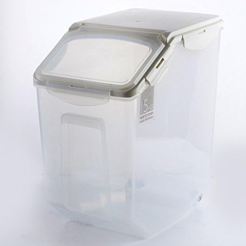 Airtight & Large-Capacity Rice Storage Container, Stackable & Easy-Access Bin for Rice, Grain, Pet Food, Flour, 1 Count (Clear (15KG))