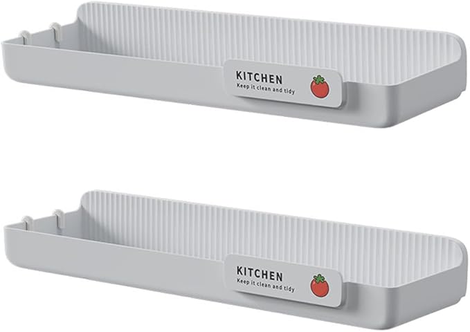 Spice Rack Organizer with Hook, Wall Mounted Spice Shelf Storage Holder, Seasoning Rack for Kitchen Organization and Storage (White, 2 Pack)