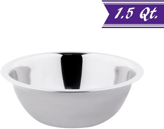 Betolla 1 1/2 Quart Stainless Steel Mixing Bowl – Medium Weight Flat Base Prep Bowl with Polished Mirror Finish for Baking, Cooking & Food Prep
