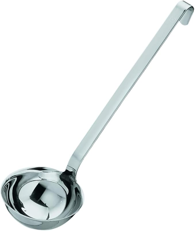 Rösle Stainless Steel Hooked Handle Ladle with Pouring Rim, 2.7-Ounce,Silver