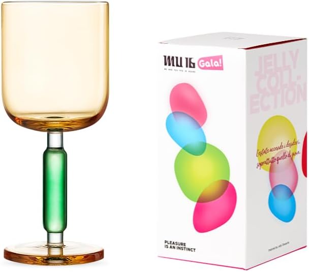 MU16 Jelly Collection large wine glass Crystal Wine Glasses 12.5 oz – Lead-Free Drinking Glasses for Easter, Parties, Weddings, and Anniversaries Citrus Fizz